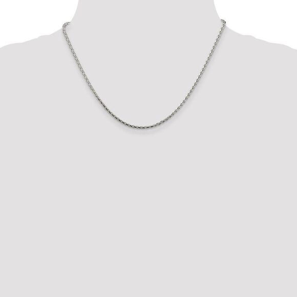2.1mm Sterling Silver D/C Solid Round Spiga Chain Necklace, 18 Inch - Picture 2 of 8